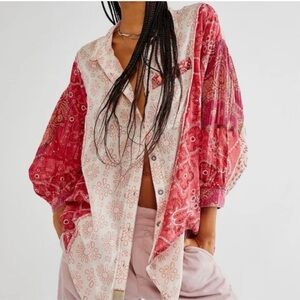 Free People Sun Valley Bandana Tunic Button Down
